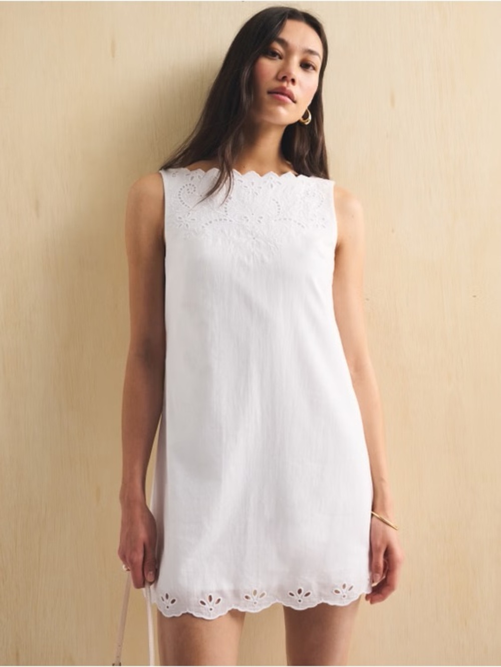 Embroidered High Neck Mini Dress